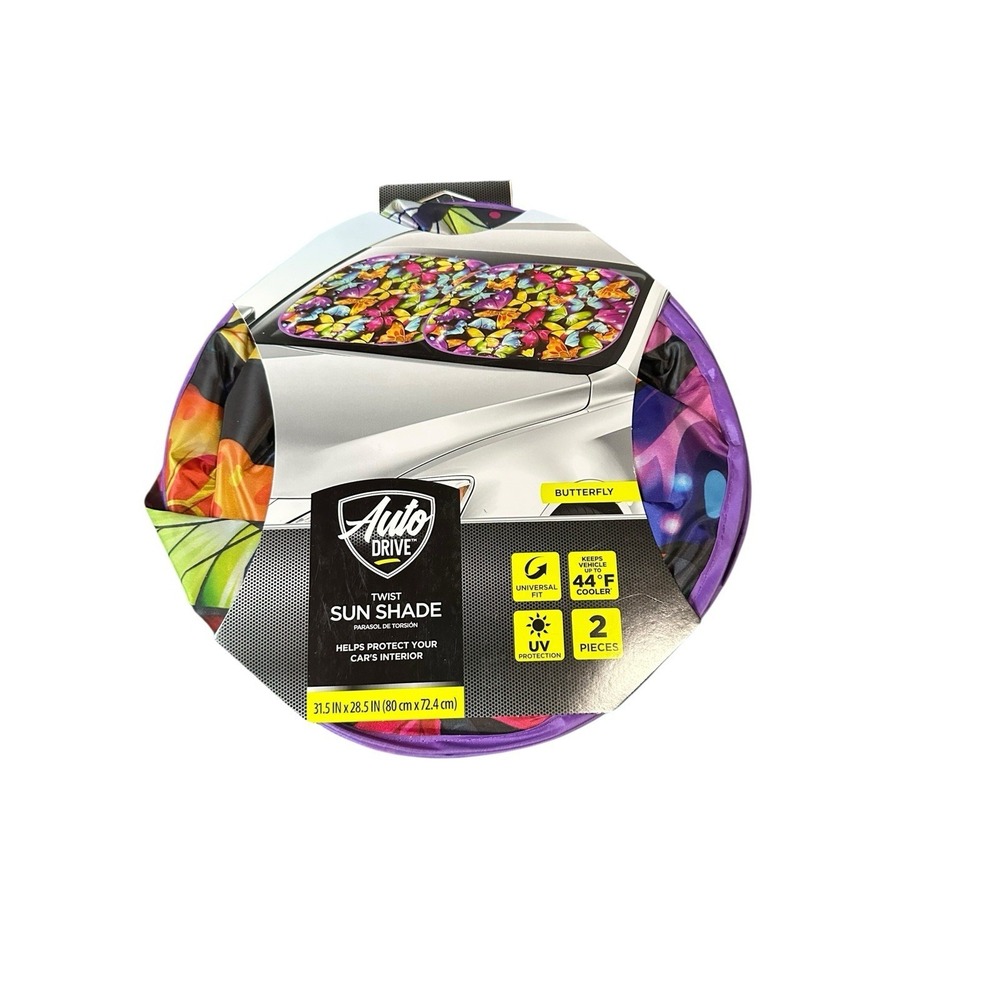 auto drive twist SUN SHADE windshield universal fit 31.5x28.5 inches BUTTERFLY